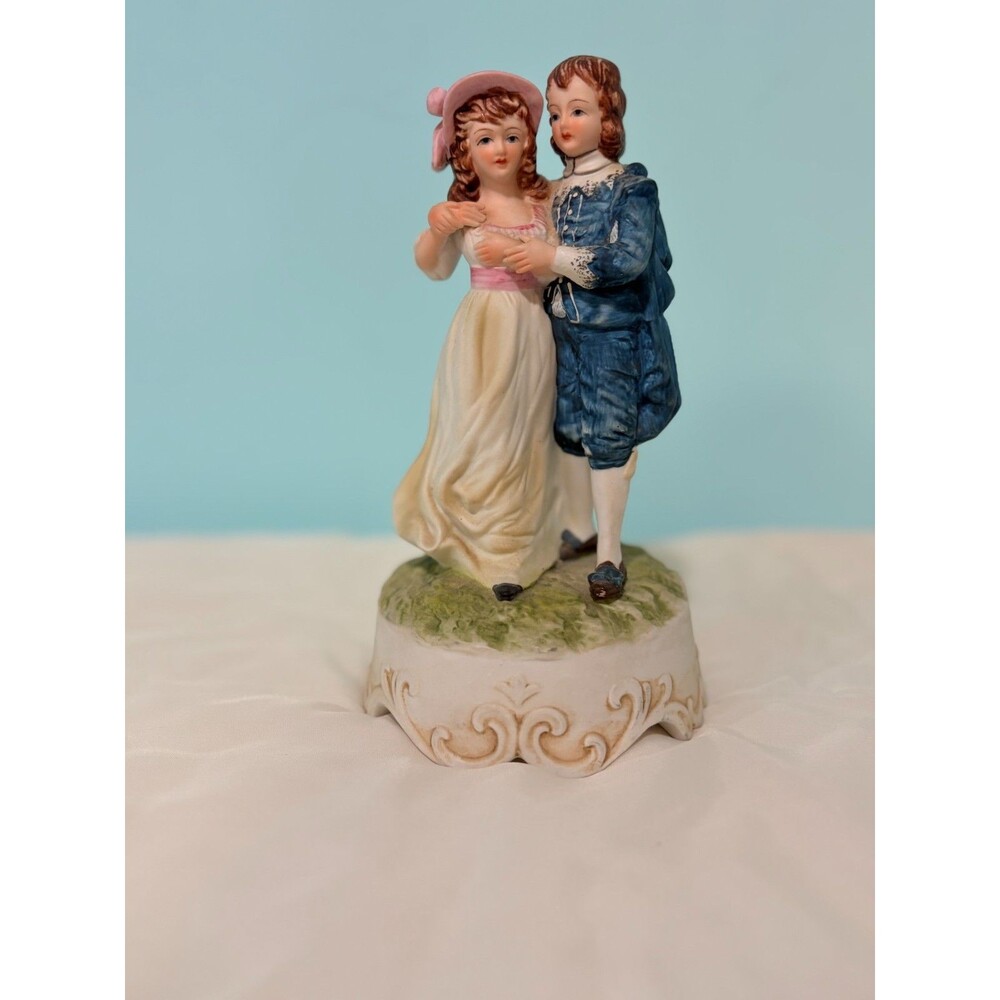 Vintage Lefton Pinkie and Blue Boy musical figurine Music Box Works
